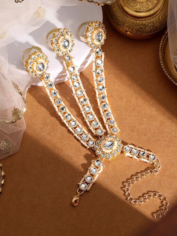 Priyaasi Gold Plated Kundan Hathphool