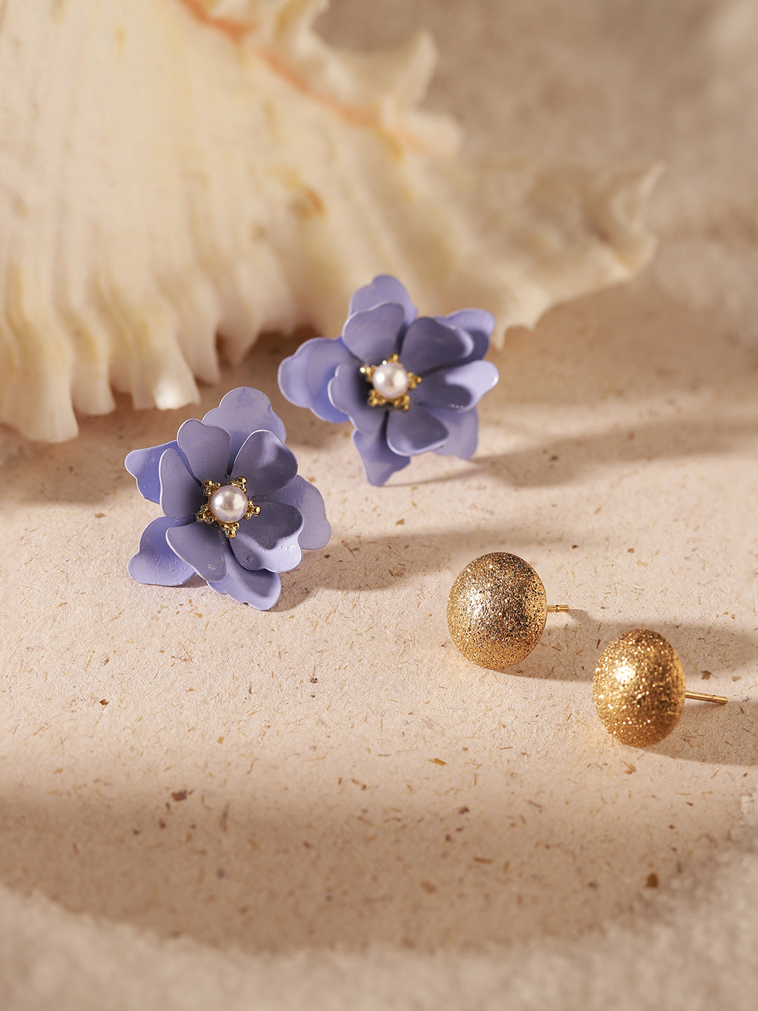 Priyaasi Gold Plated Brass Solid Stud Earrings