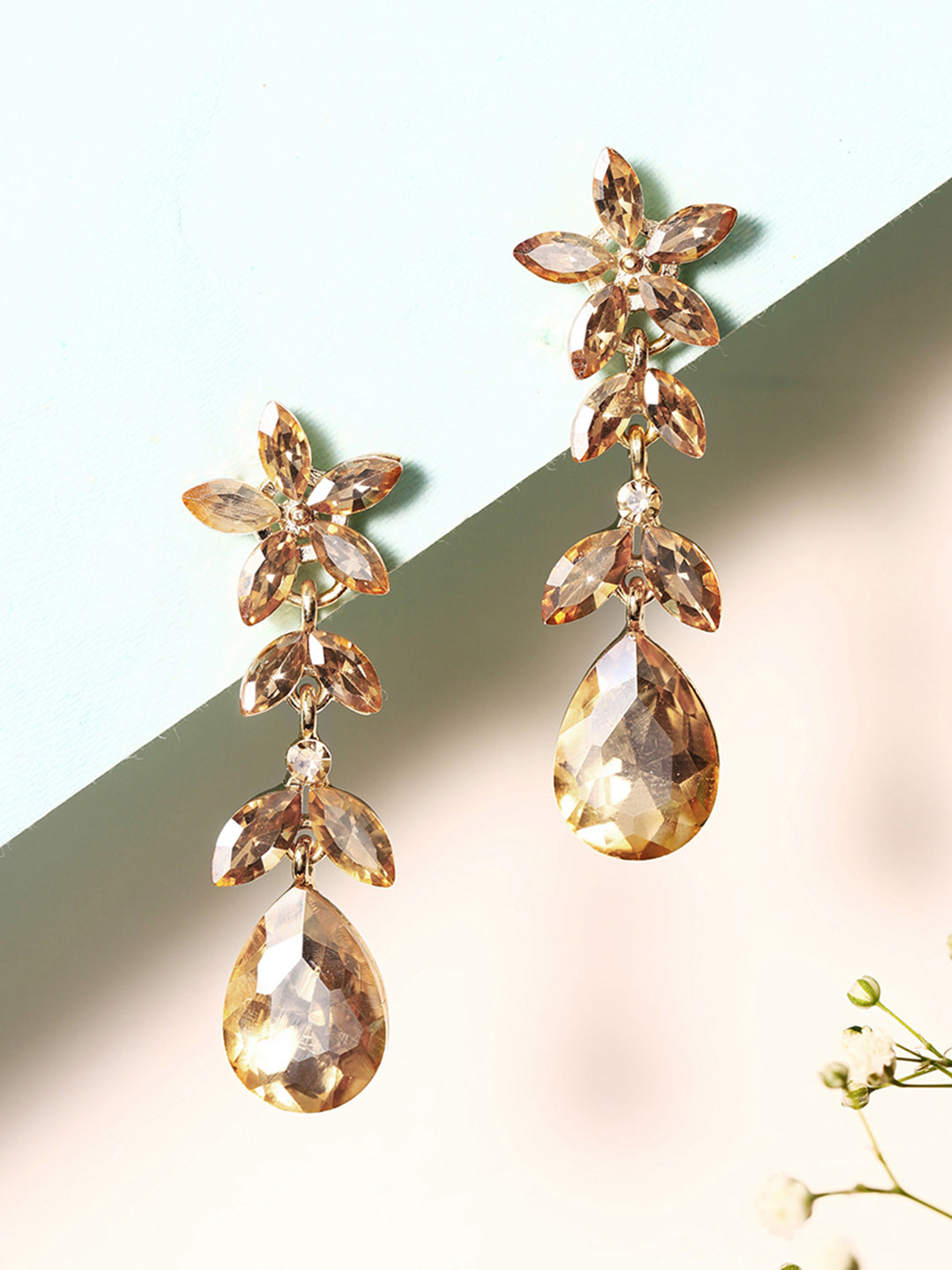 Priyaasi Gold Plated Crystal Drop Earrings