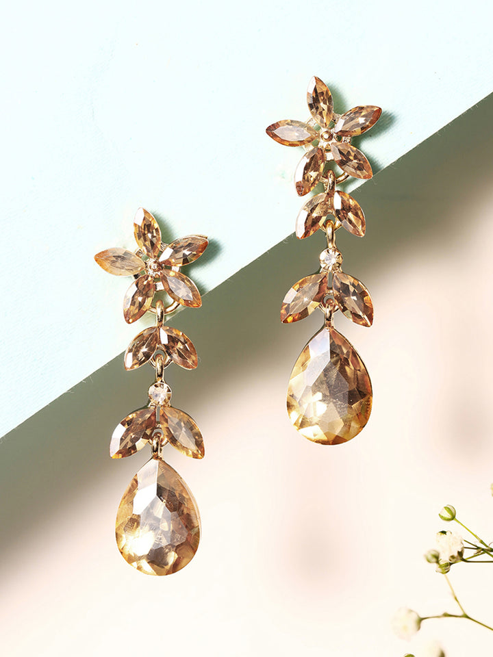 Priyaasi Gold Plated Crystal Drop Earrings