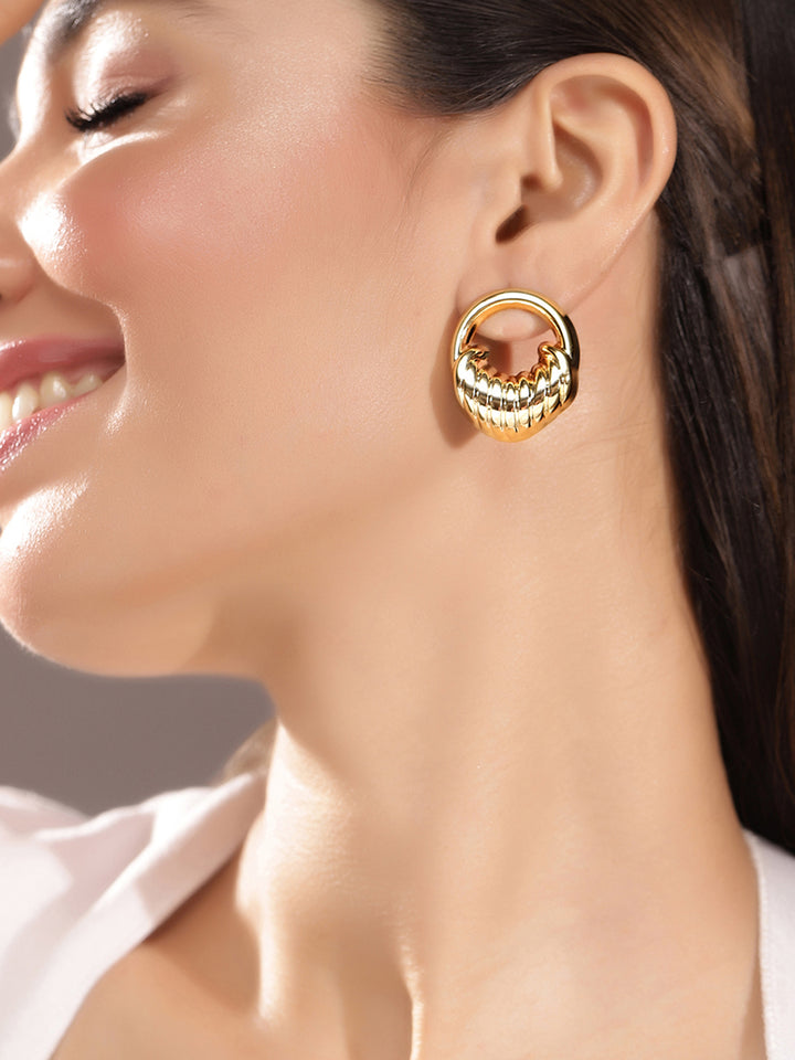 Priyaasi Gold Plated Brass Solid Stud Earrings