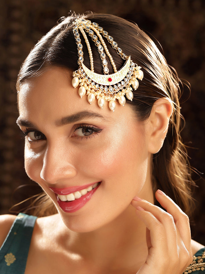 Priyaasi Gold Plated Kundan Chandbali Passa