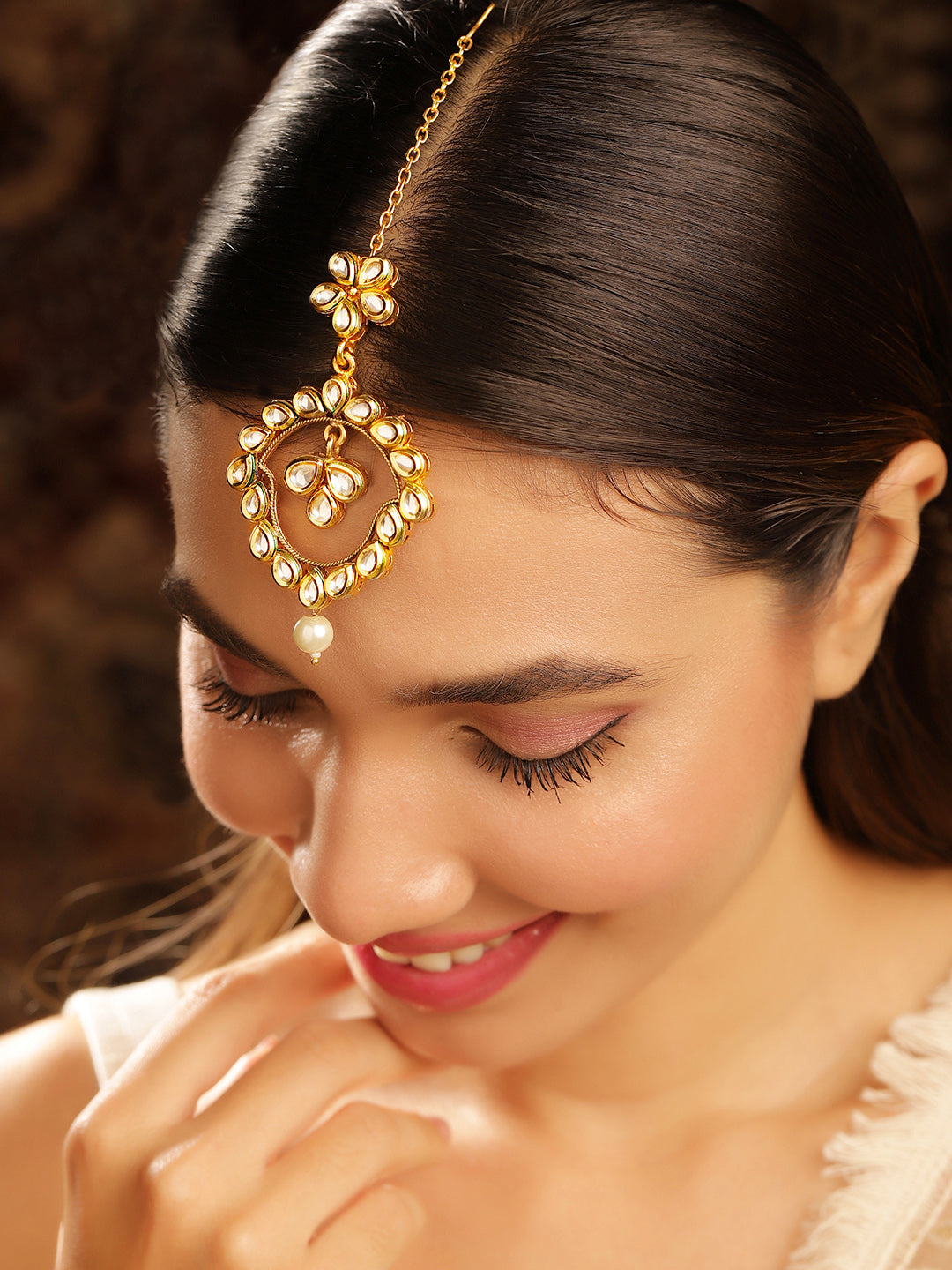 Priyaasi Gold Plated Kundan Chandbali Mangtika