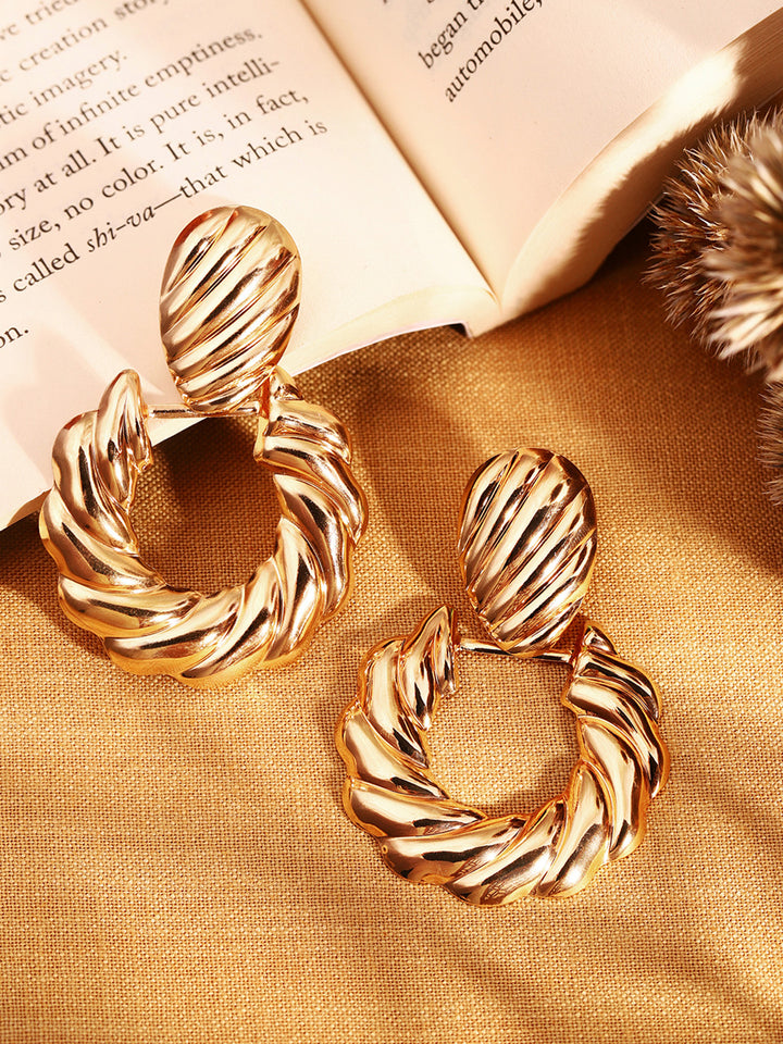 Priyaasi Gold Plated Brass Solid Drop Earrings