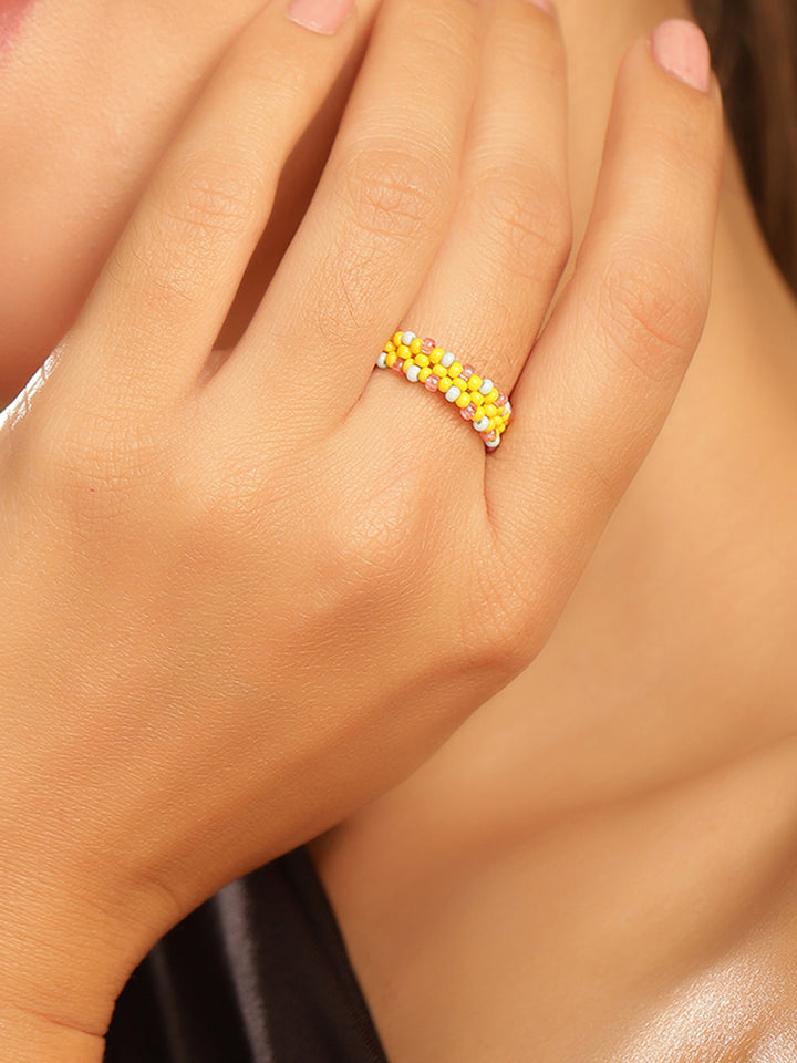 Priyaasi Yellow Beaded Ring