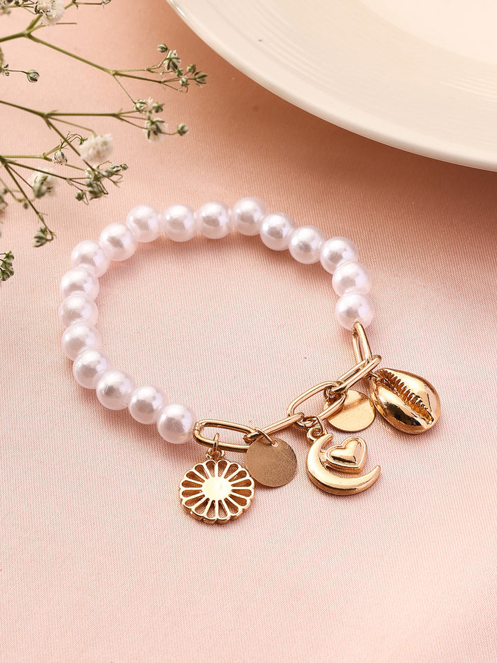 Priyaasi Gold Plated Pearl Contemporary Bracelet