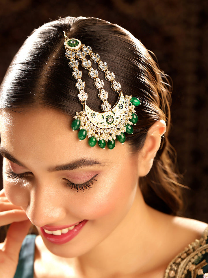 Priyaasi Gold Plated Kundan Chandbali Passa