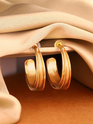 Priyaasi Gold Plated Brass-solid Hoops Earrings