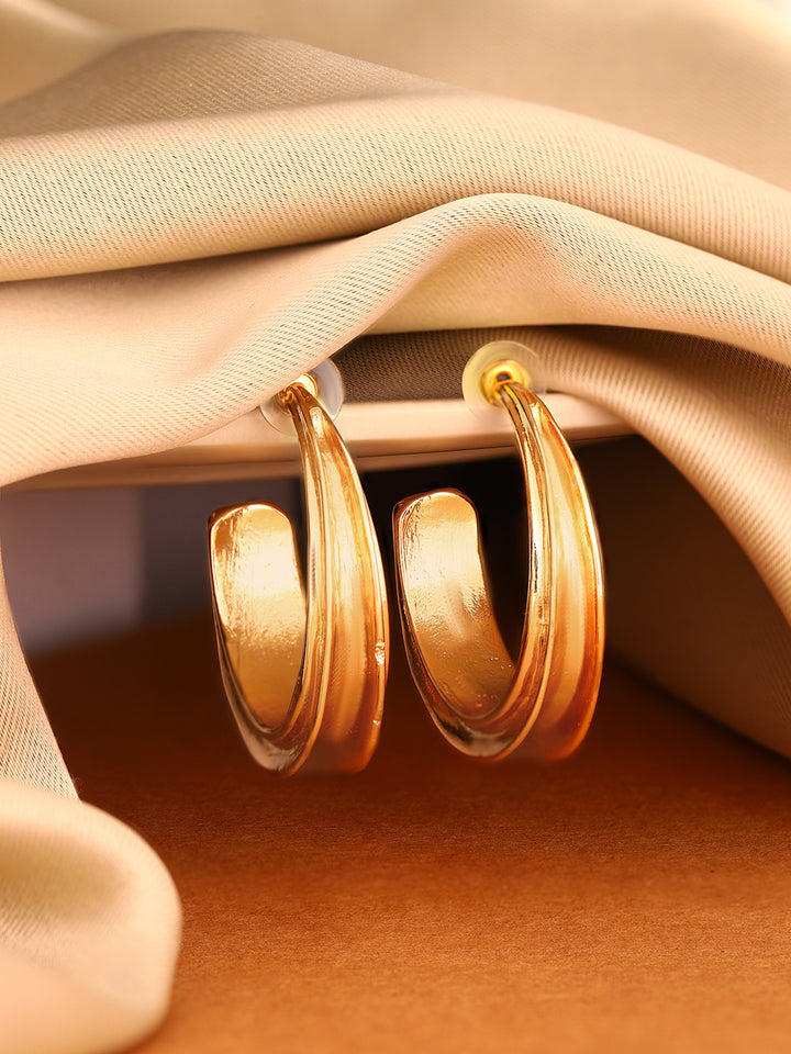 Priyaasi Gold Plated Brass-solid Hoops Earrings