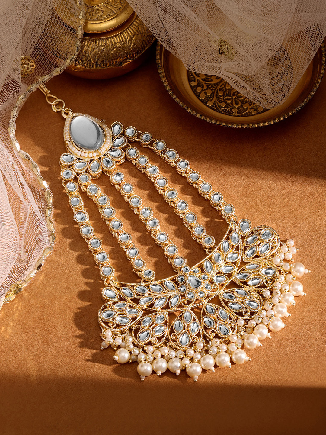 Priyaasi Gold Plated Kundan Chandbali Passa