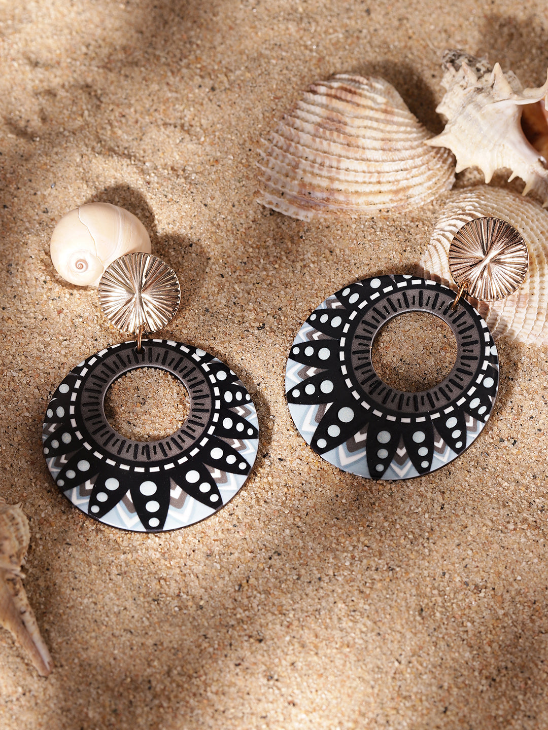 Priyaasi Black Floral Drop Earrings