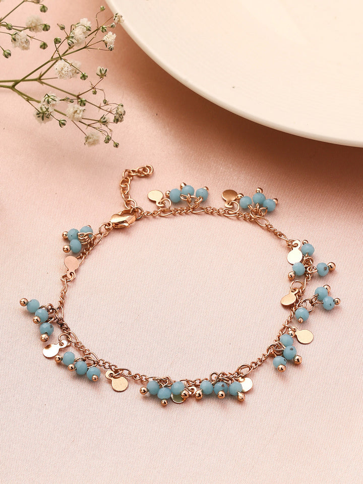 Priyaasi Gold Plated Blue Beads Contemporary Bracelet