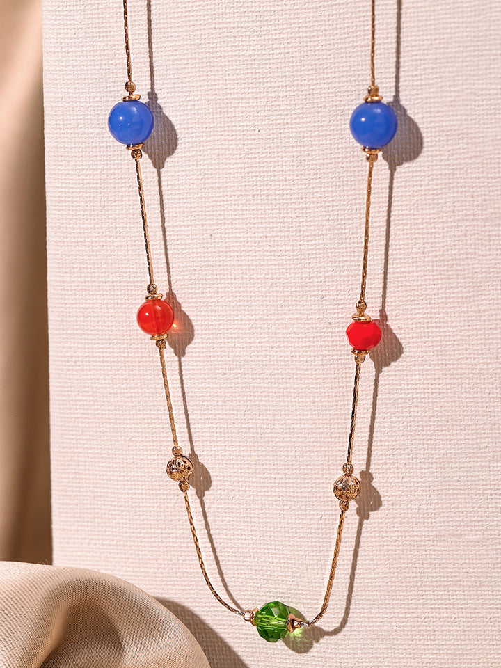 Priyaasi Gold Plated Multi-color Beaded Necklace