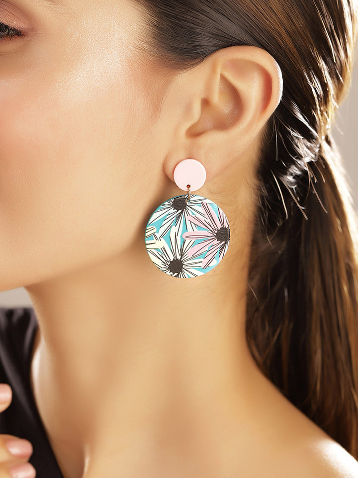 Priyaasi Pink Floral Drop Earrings