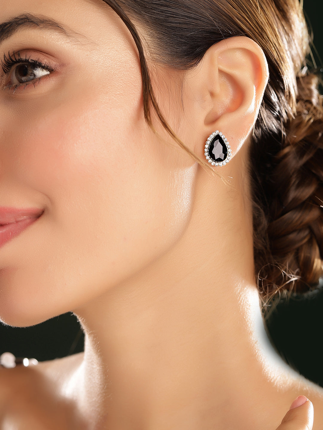 Priyaasi Silver Plated Crystal Stud Earrings