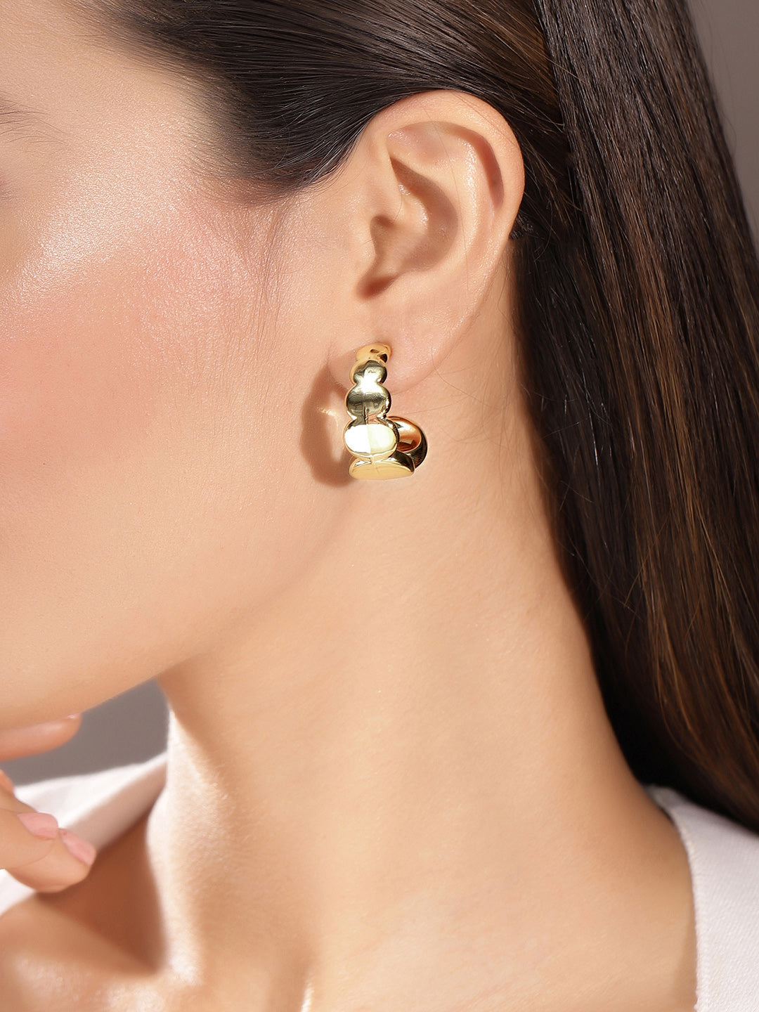 Priyaasi Gold Plated Brass Solid Stud Earrings