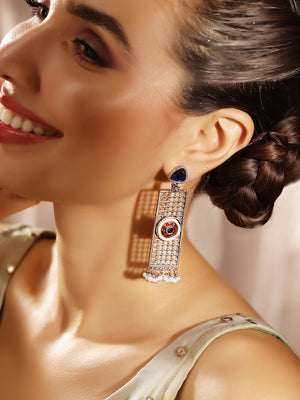 Priyaasi Silver Plated Oxidized Dangle Earrings