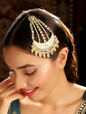 Priyaasi Gold Plated Kundan Chandbali Passa