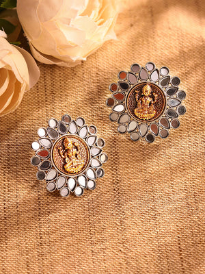 Priyaasi Silver Plated Temple Stud Earrings