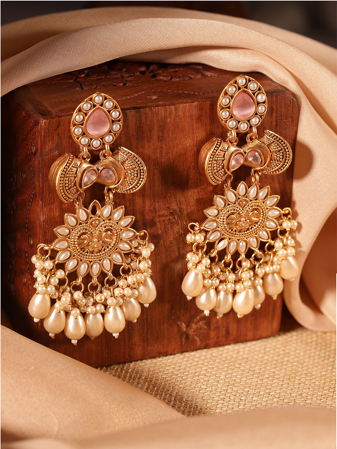 Priyaasi Gold Plated Kundan Drop Earrings