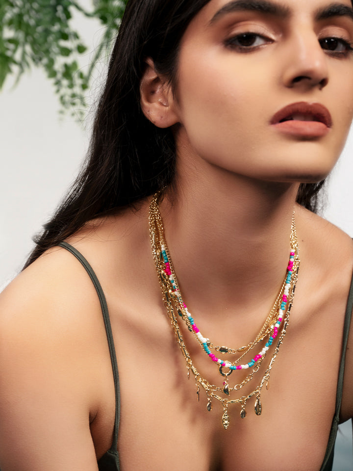 Priyaasi multi colored multi-Layered necklace