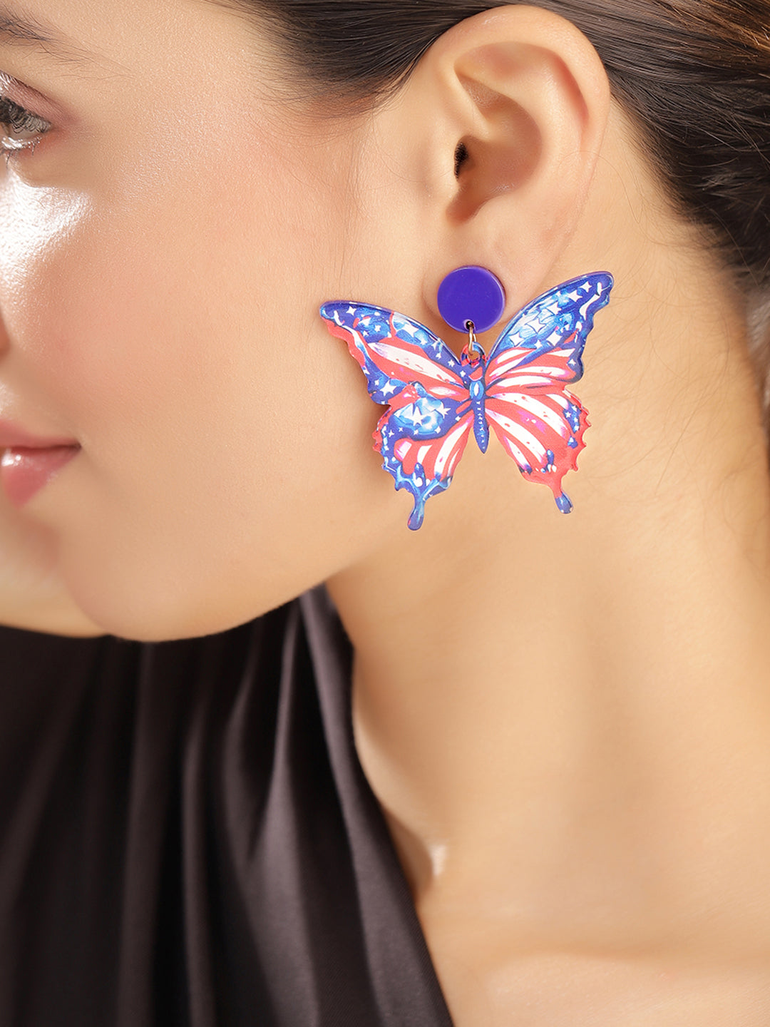 Priyaasi Blue Butterfly Drop Earrings