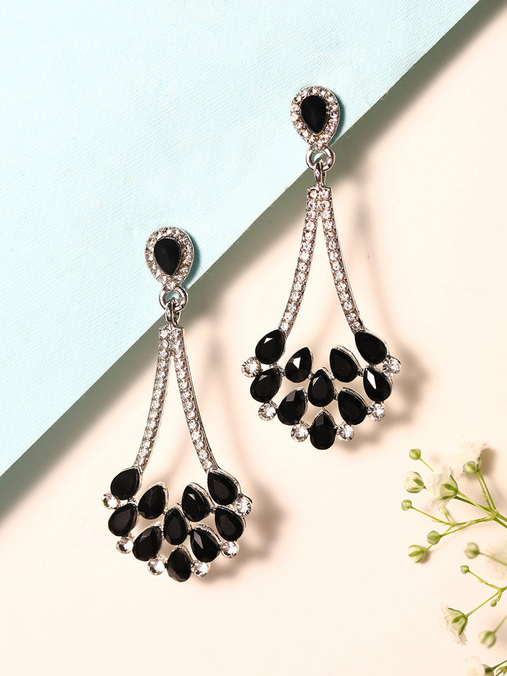 Priyaasi Silver Crystal Drop Earrings