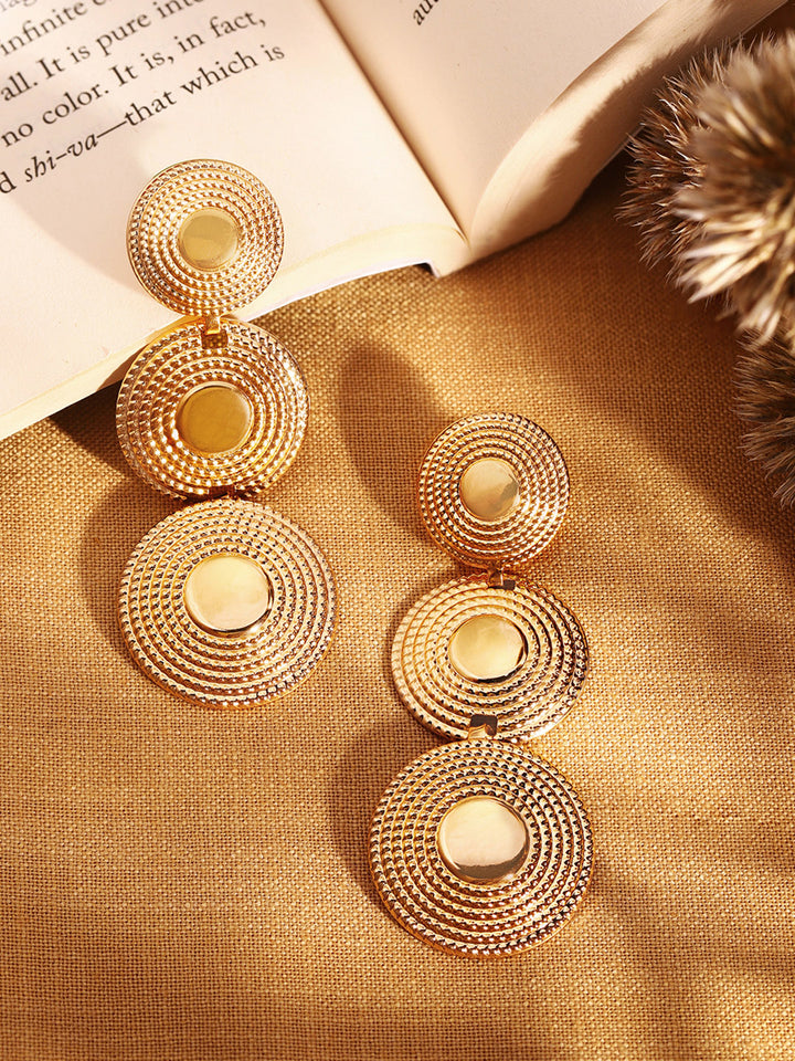 Priyaasi Gold Plated Brass Solid Drop Earrings