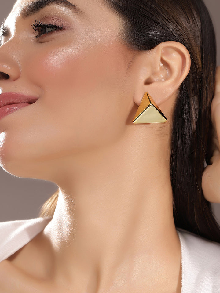 Priyaasi Gold Plated Brass Solid Stud Earrings