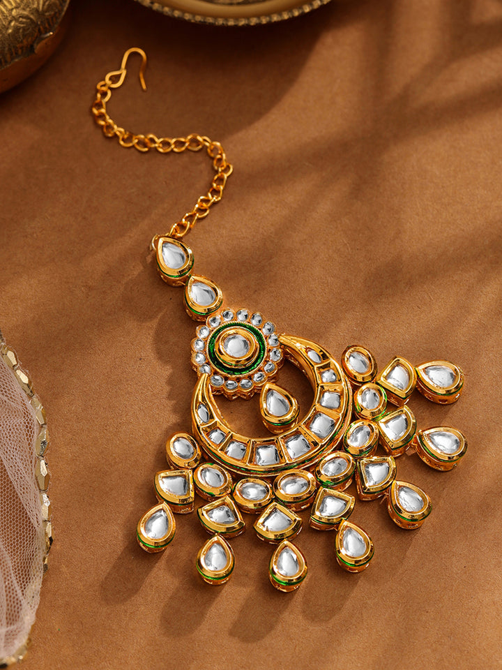 Priyaasi Gold Plated Kundan Chandbali Mangtika