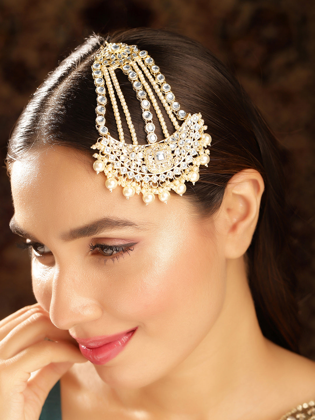 Priyaasi Gold Plated Kundan Chandbali Passa