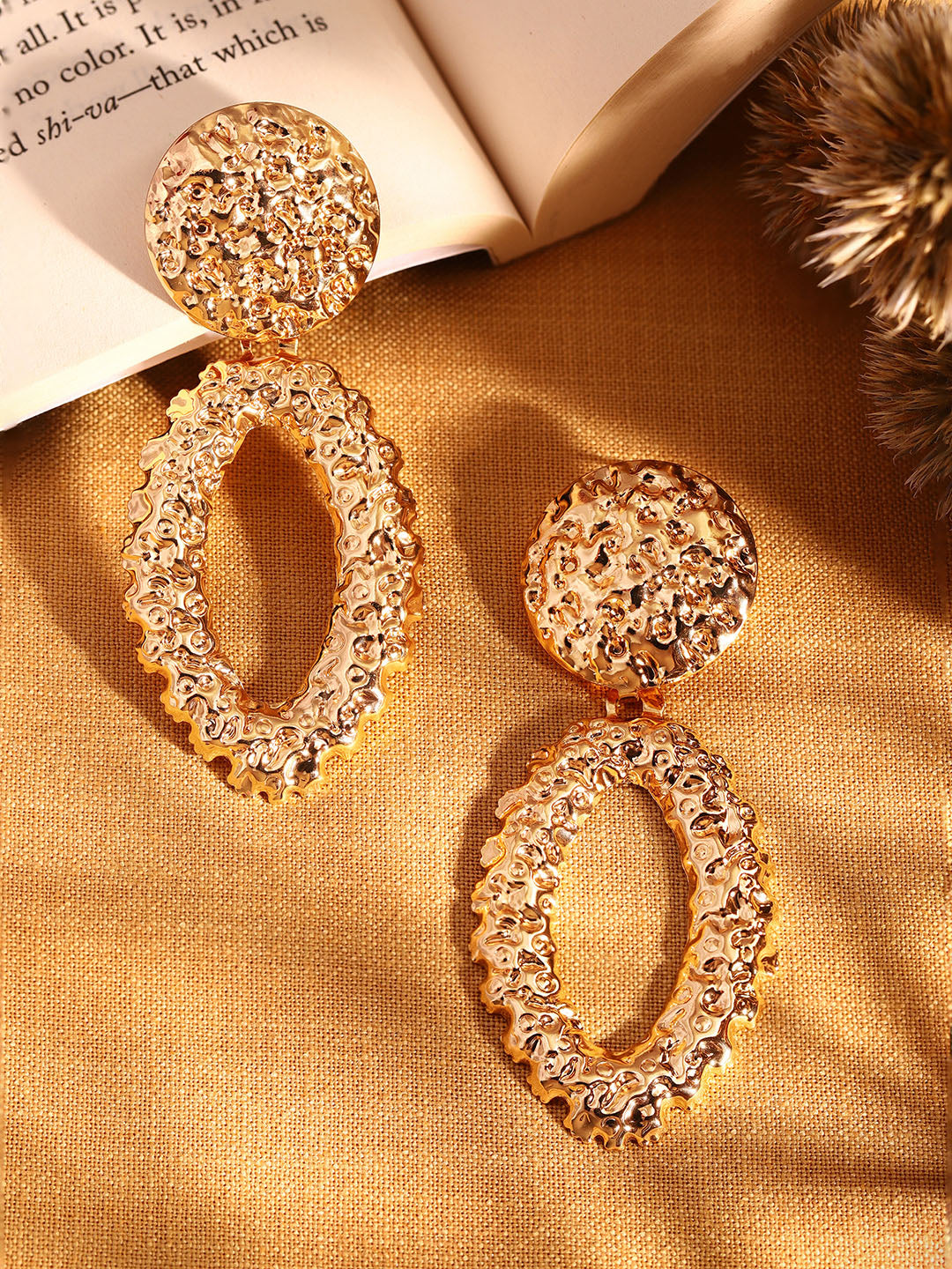 Priyaasi Gold Plated Brass Solid Drop Earrings