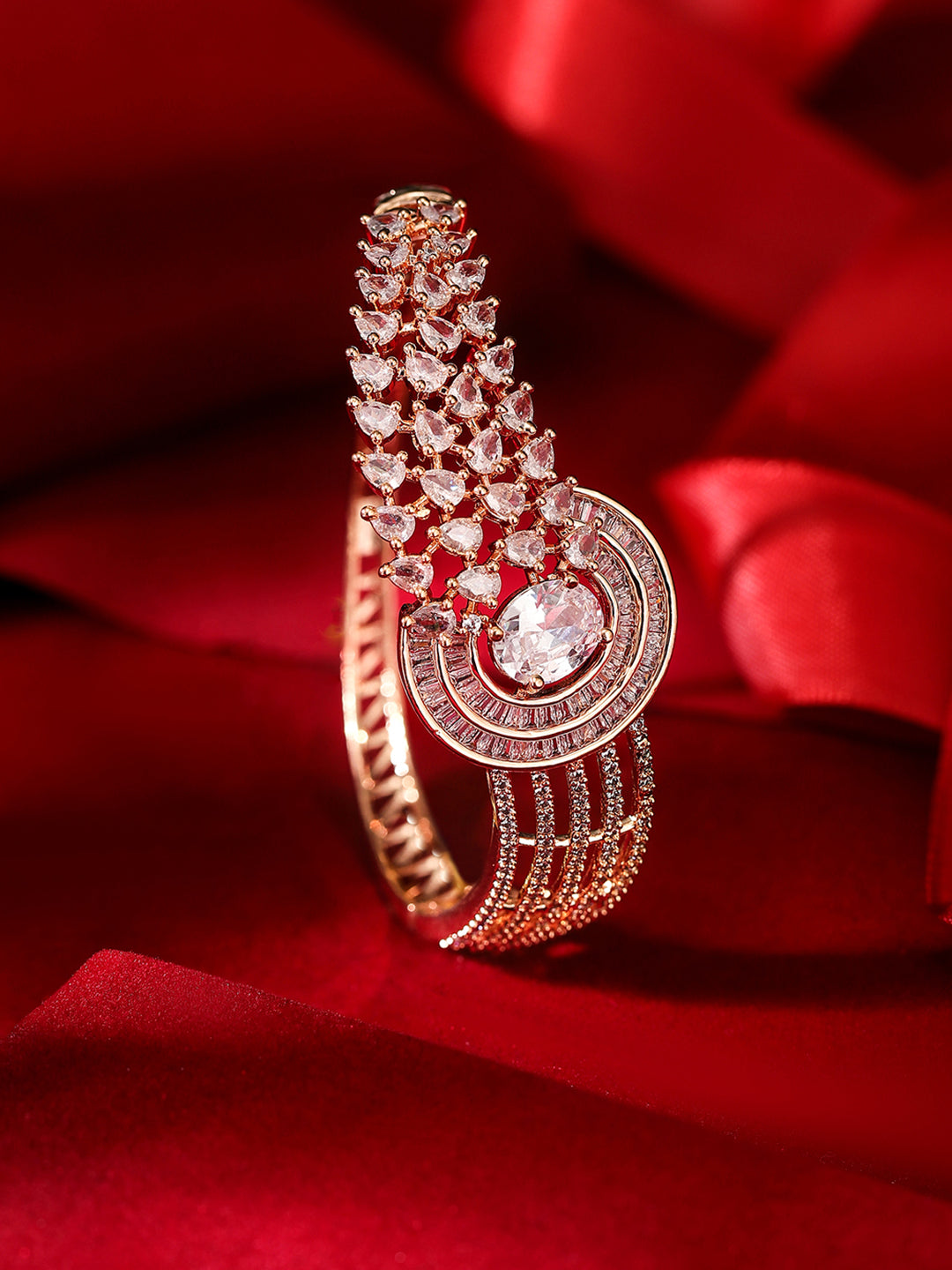 Priyaasi Rose Gold Plated American Diamond Crystal Bracelet