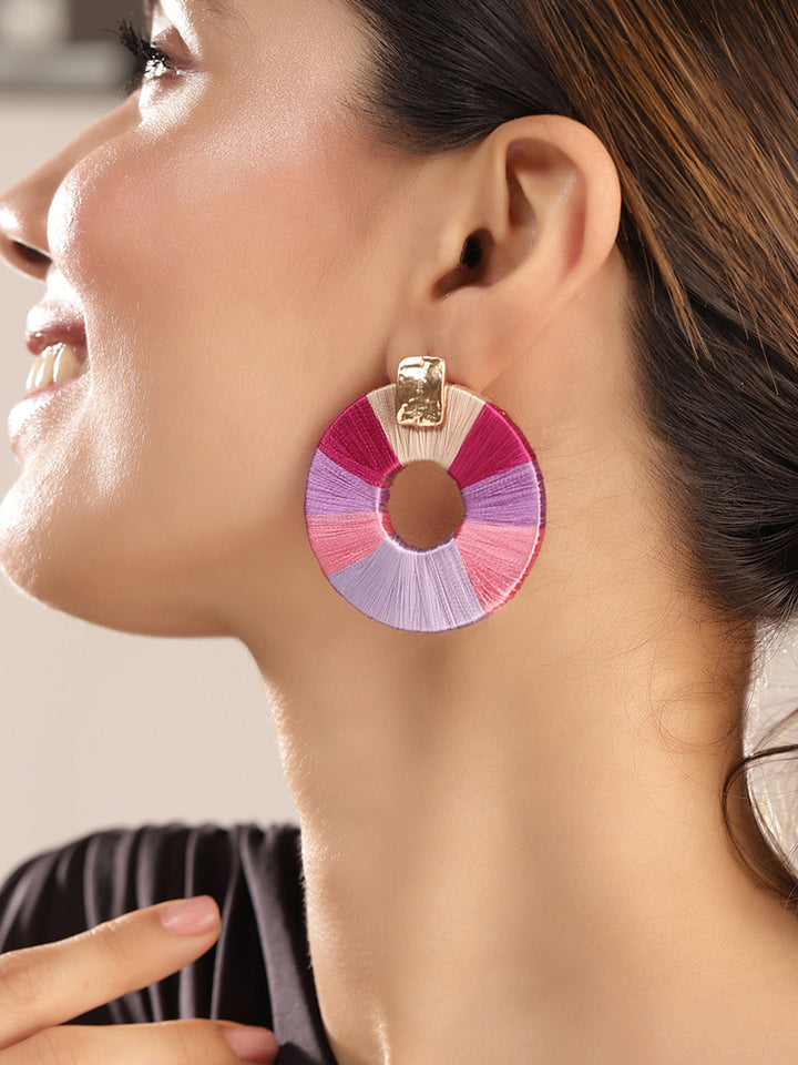 Priyaasi Pink Beaded Drop Earrings
