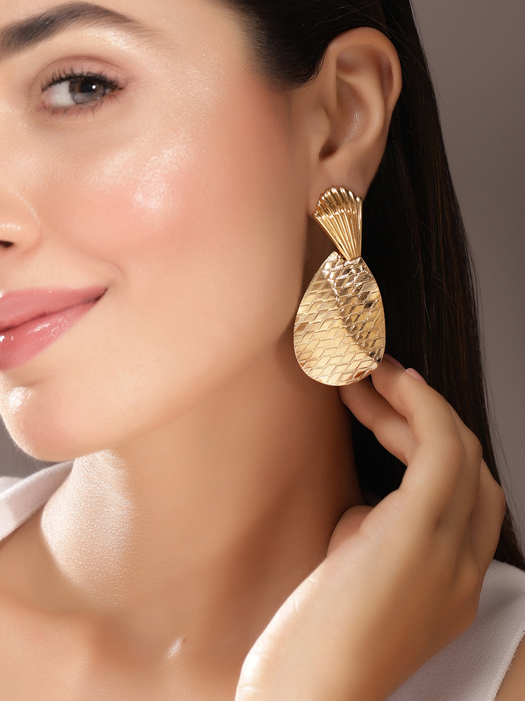 Priyaasi Gold Plated Brass Solid Drop Earrings