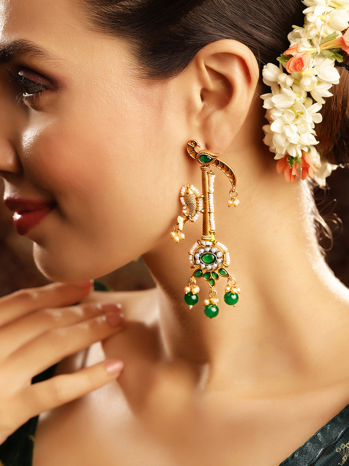 Priyaasi Gold Plated Kundan Dangle Earrings
