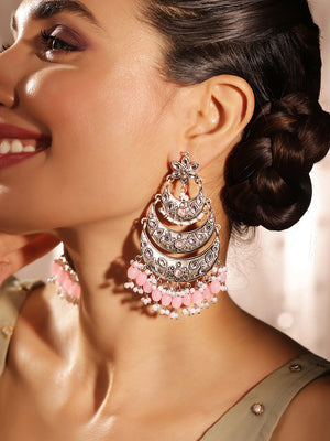 Priyaasi Silver Plated Oxidized Chandbali Earrings