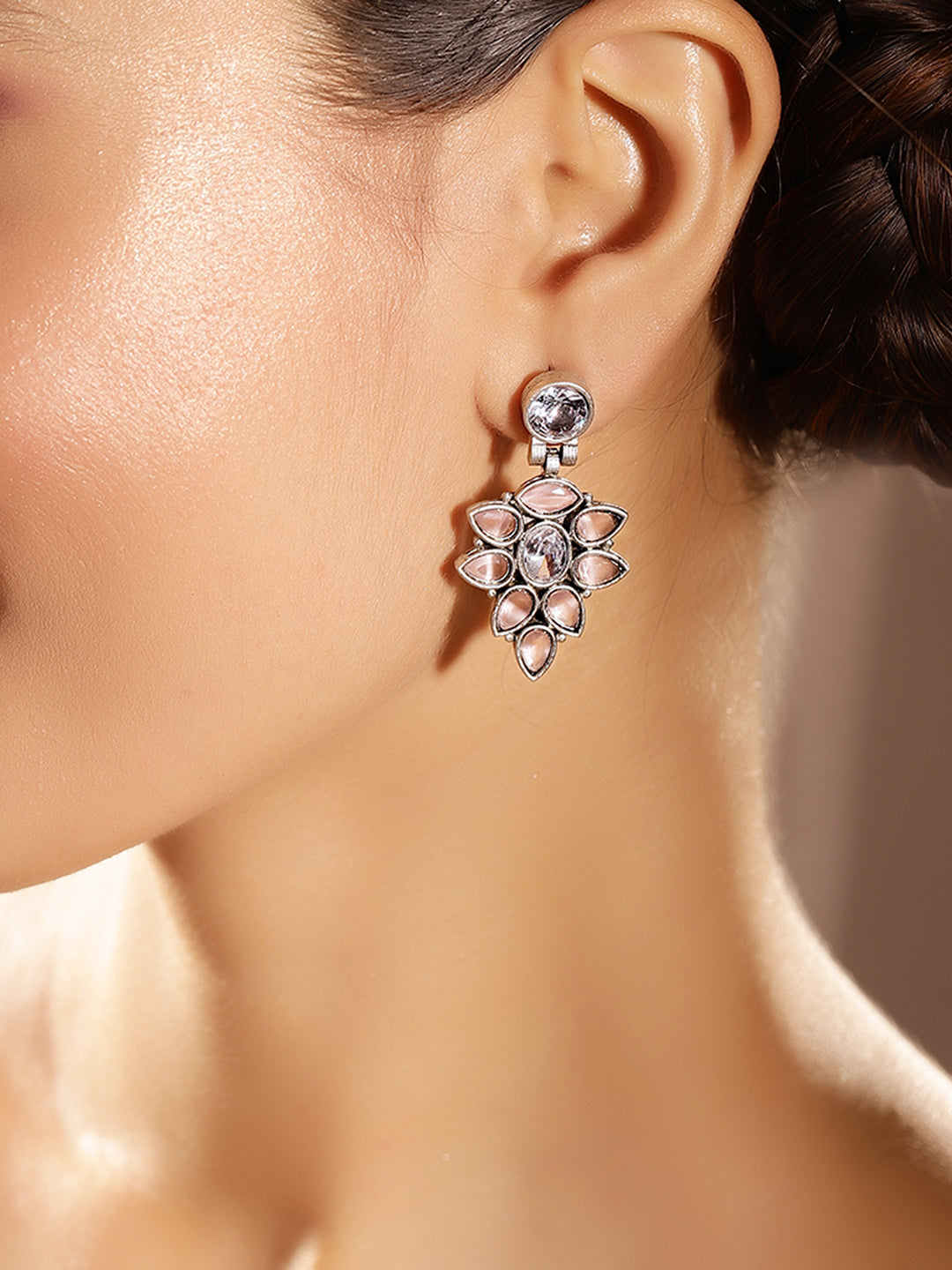 Priyaasi Silver Plated Crystal Drop Earrings