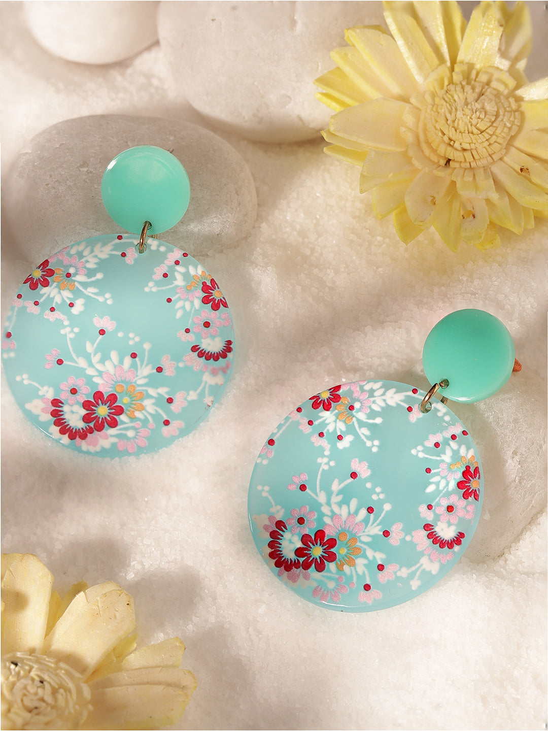 Priyaasi Blue Floral Drop Earrings