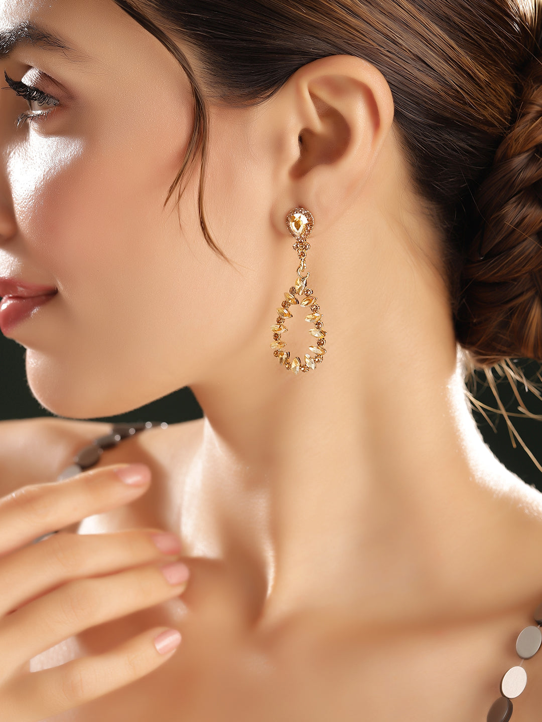 Priyaasi Gold Plated Crystal Drop Earrings