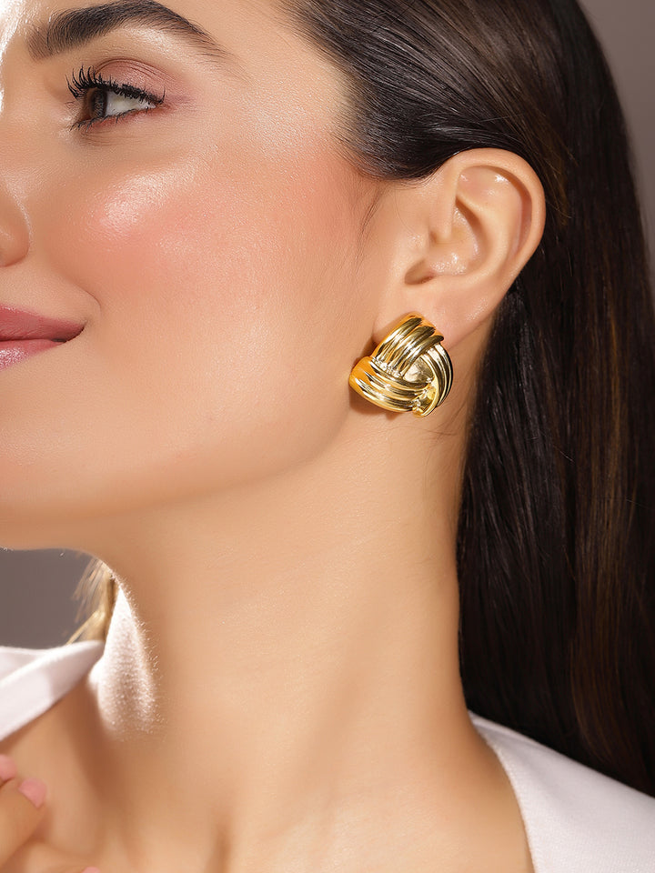 Priyaasi Gold Plated Brass Solid Stud Earrings