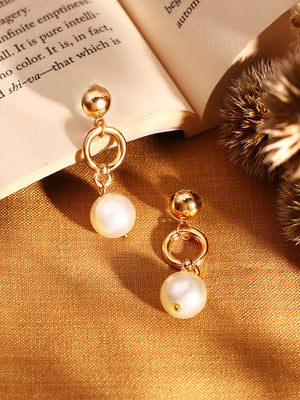 Priyaasi Gold Plated Brass-solid Drop Earrings