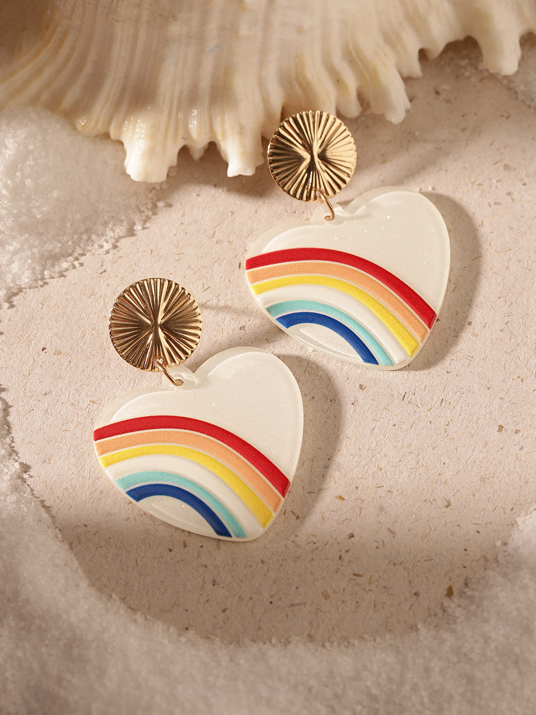 Priyaasi Gold Plated Heart-Shaped Drop Earrings
