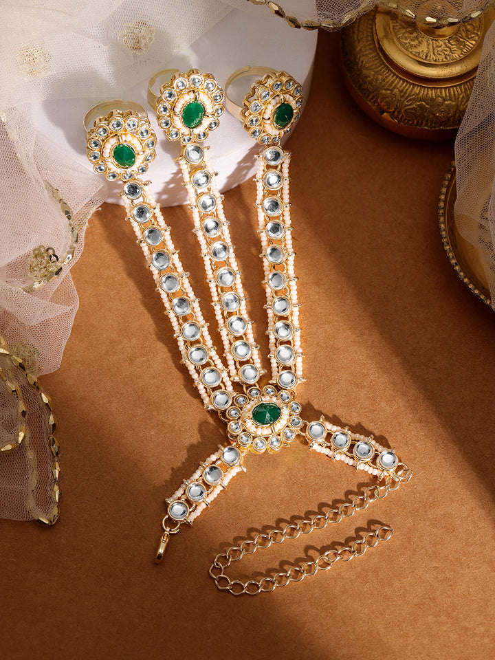 Priyaasi Gold Plated Kundan Hathphool