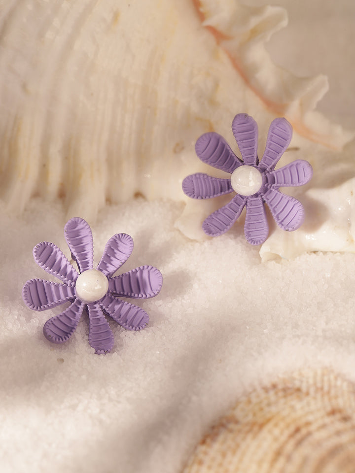 Priyaasi Blue Floral Stud Earrings
