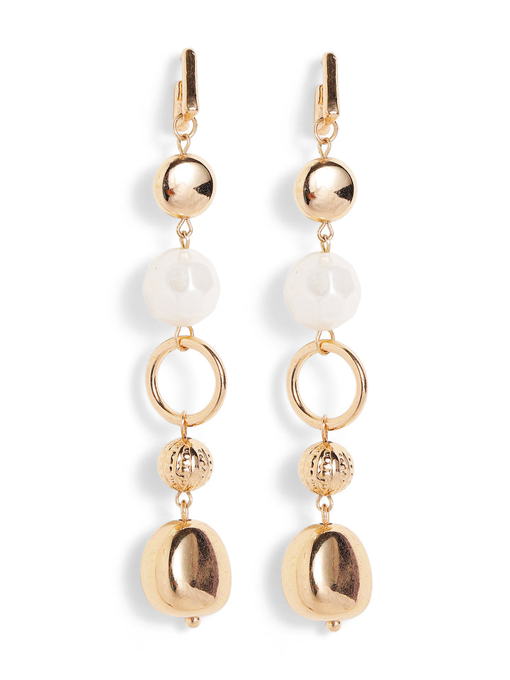 Priyaasi gold plated white drop earrings