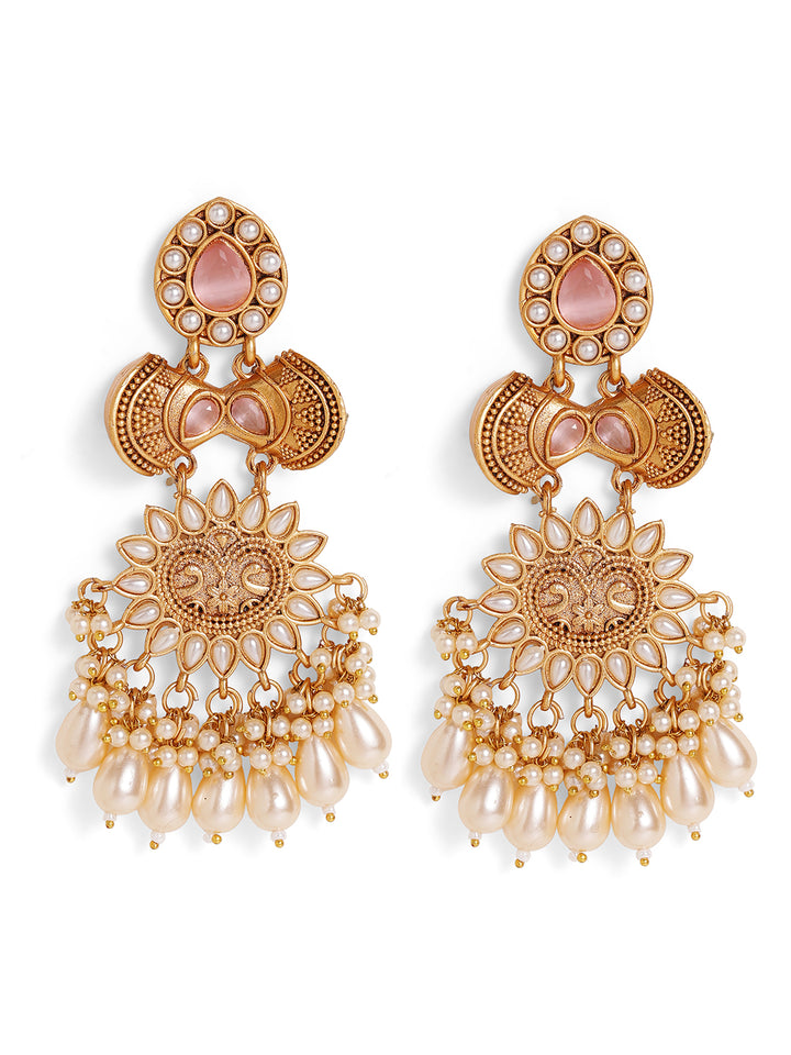 Priyaasi Gold Plated Kundan Drop Earrings
