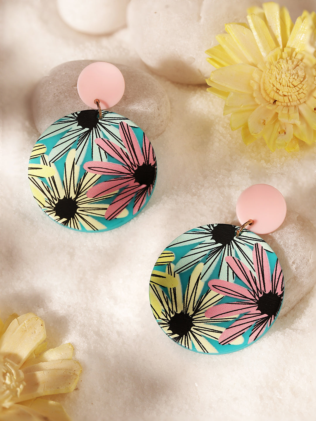 Priyaasi Pink Floral Drop Earrings