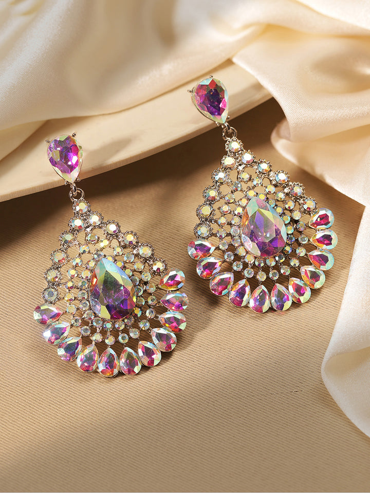 Priyaasi Silver Crystal Drop Earrings