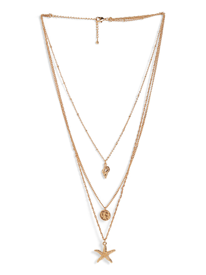 Priyaasi gold plated gold color 07 layer beaded necklace